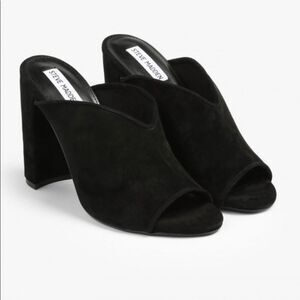Steve Madden Vista black suede block heel mules women’s shoe size 10